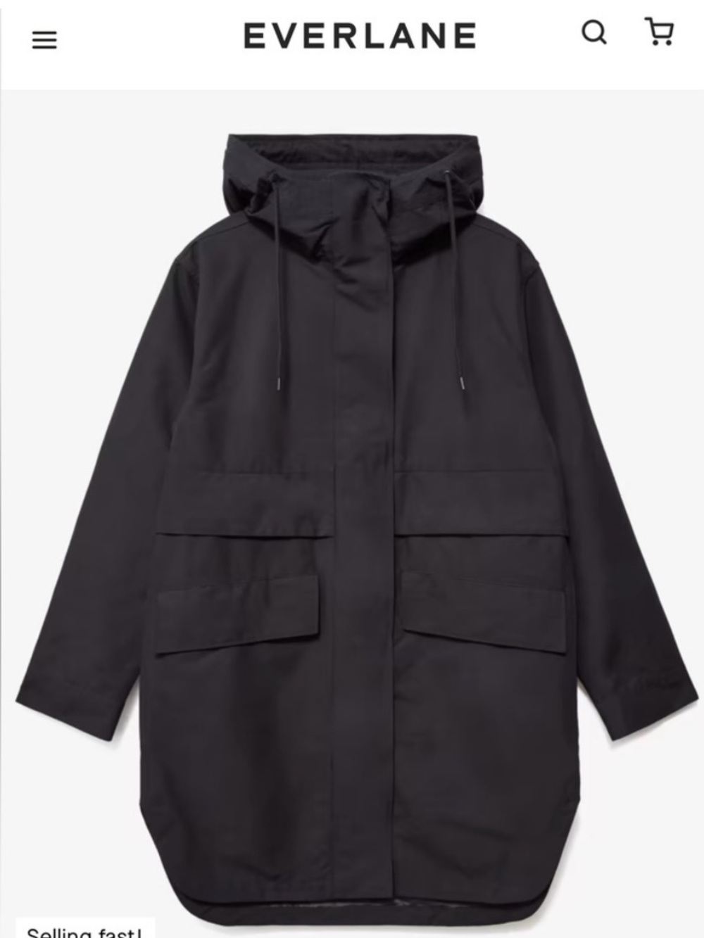 Everlane ReNEW Black Hooded Anorak